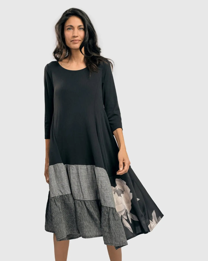 Ayla Cupro Swing Dress, Roses