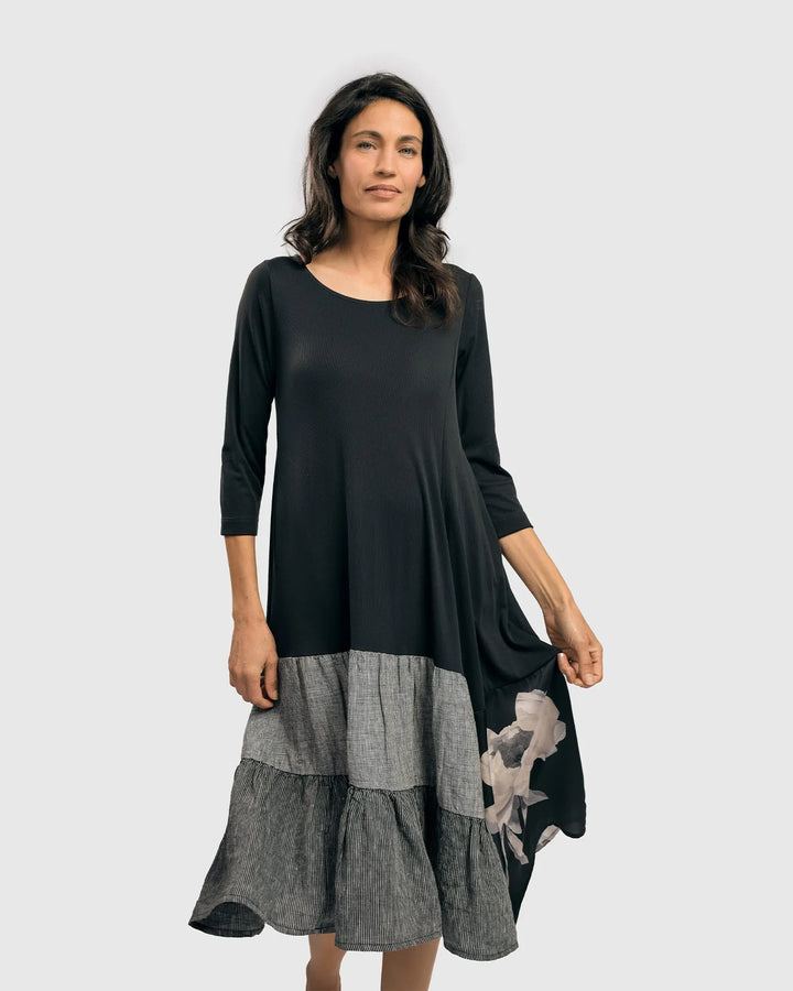 Ayla Cupro Swing Dress, Roses