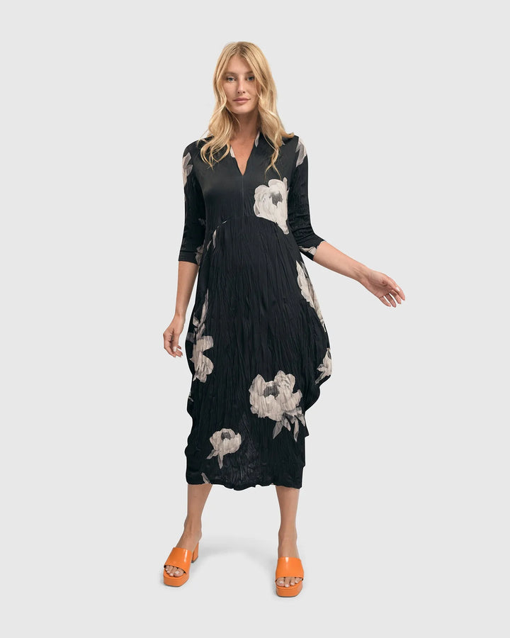 Harper Crinkle Cocoon Dress, Roses