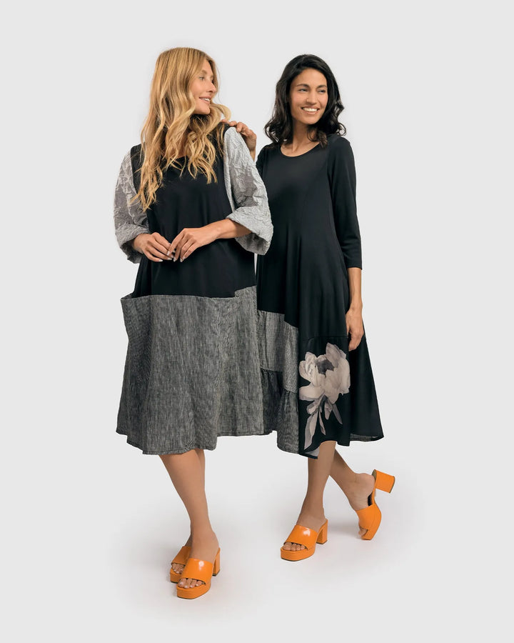 Ayla Cupro Swing Dress, Roses