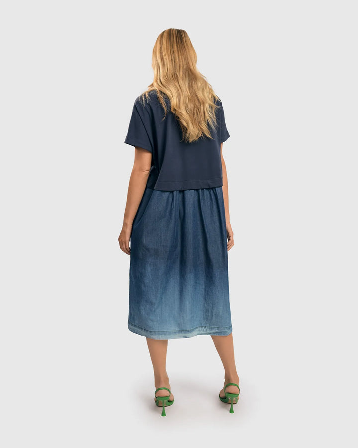 Sari Ombré Popover Dress, Denim