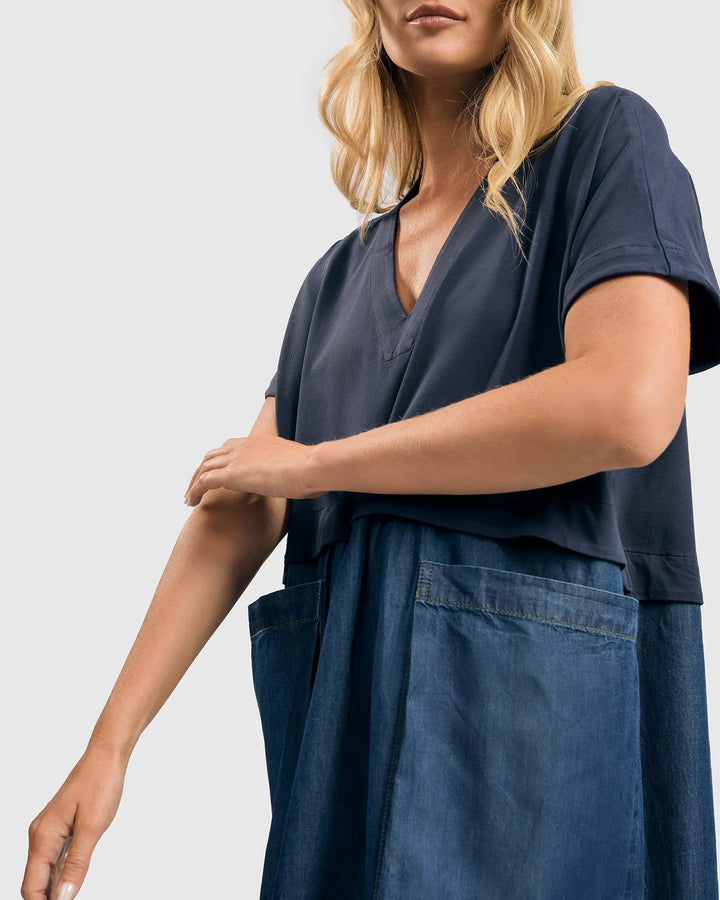 Sari Ombré Popover Dress, Denim