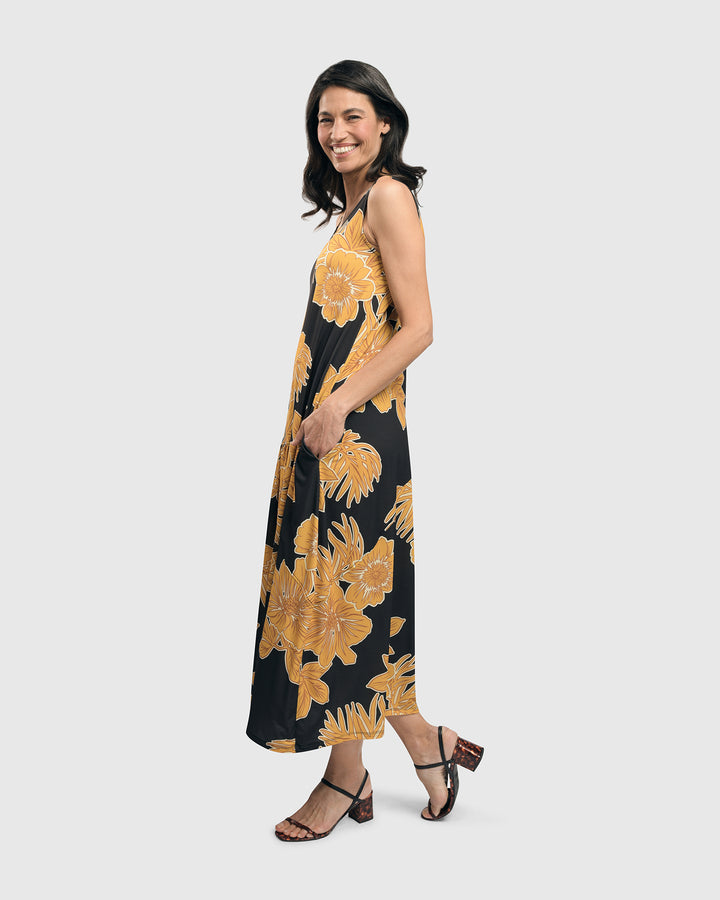 Aloha Sleeveless Maxi Dress, Gold