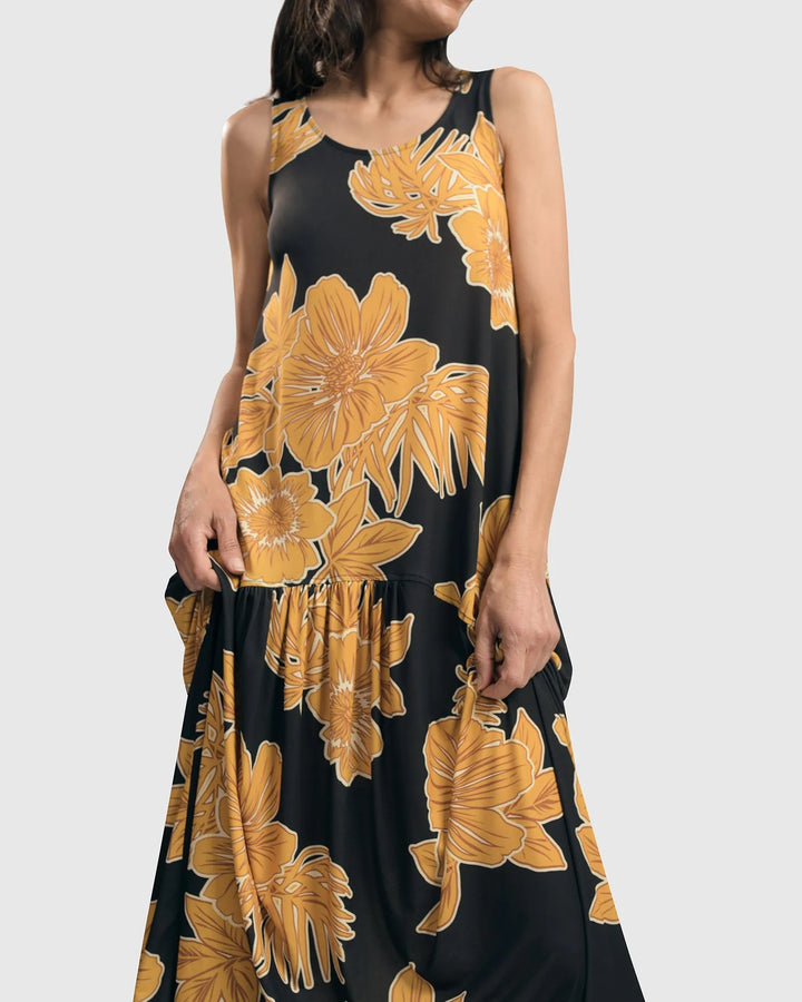Aloha Sleeveless Maxi Dress, Gold