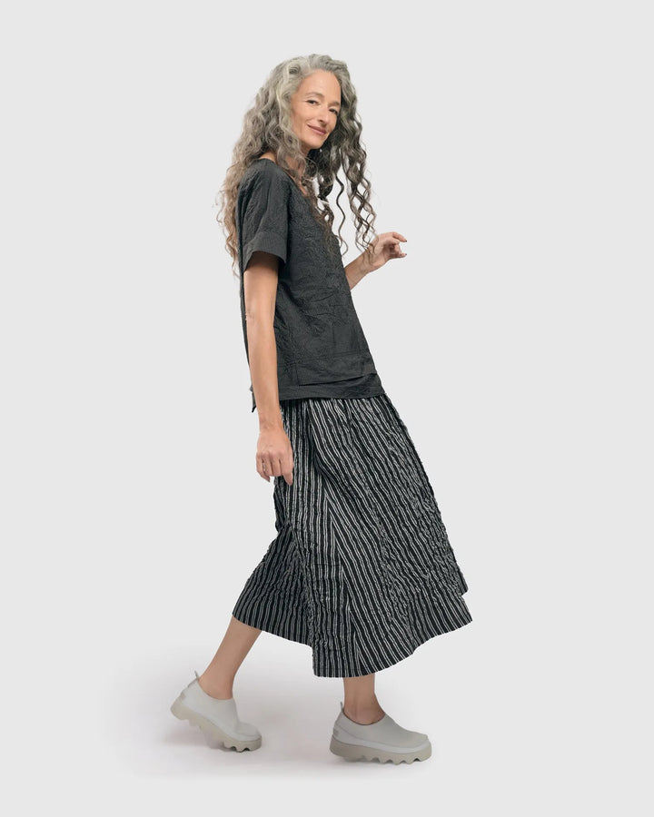 Urban Pinstripe Crinkle Maxi Dress, Silver/black