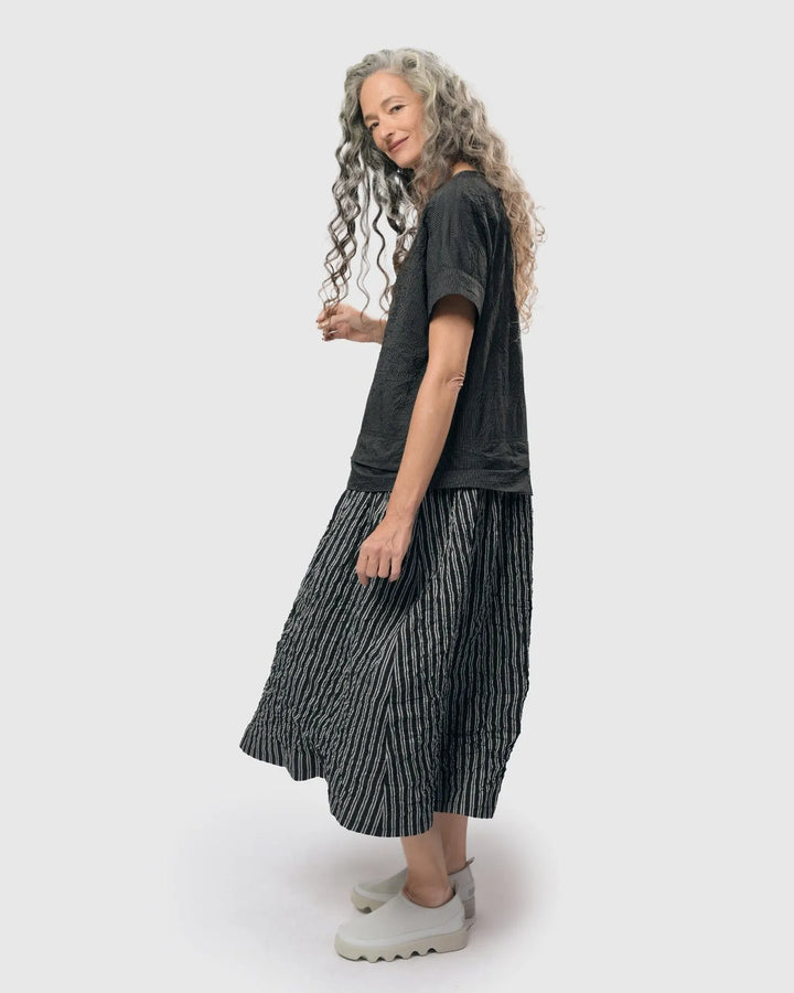 Urban Pinstripe Crinkle Maxi Dress, Silver/black