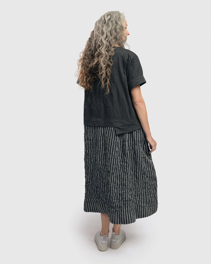 Urban Pinstripe Crinkle Maxi Dress, Silver/black