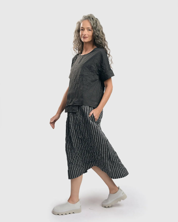 Urban Pinstripe Crinkle Maxi Dress, Silver/black