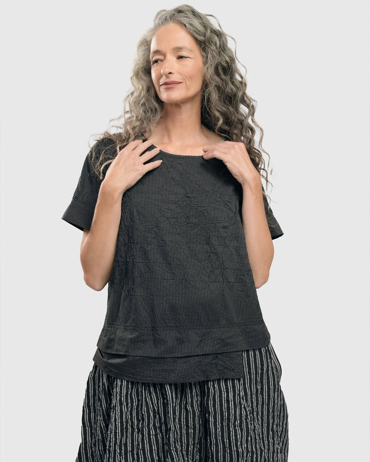 Urban Pinstripe Crinkle Maxi Dress, Silver/black