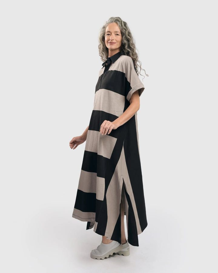Urban Marci Rugby Stripe Maxi Dress, Ash/black