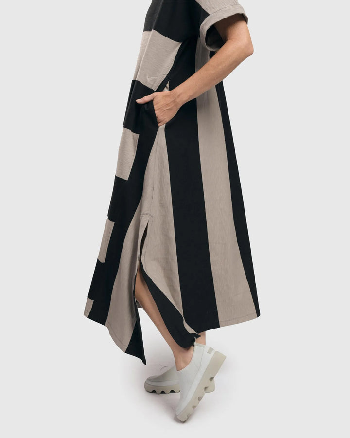 Urban Marci Rugby Stripe Maxi Dress, Ash/black