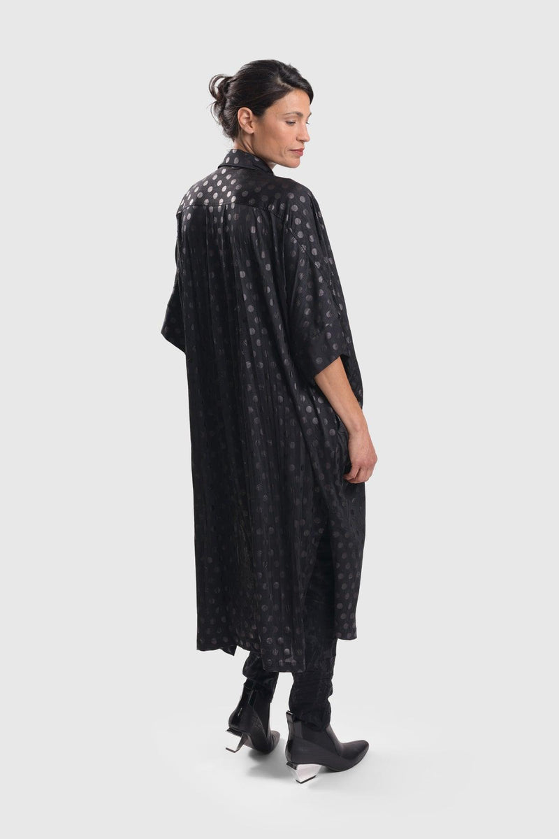 Circles Tunic Shirtdress, Black