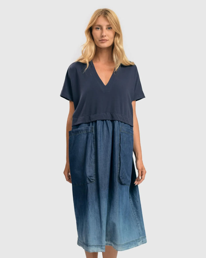 Sari Ombré Popover Dress, Denim