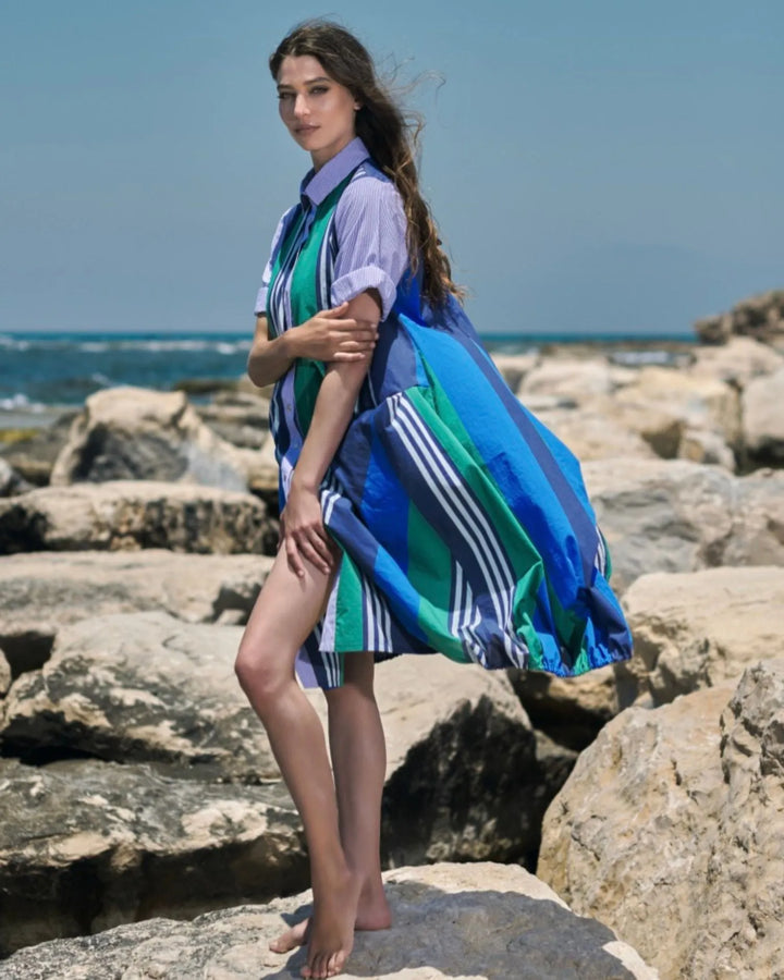 Ocean Stripe Wonderful Dress, Marine