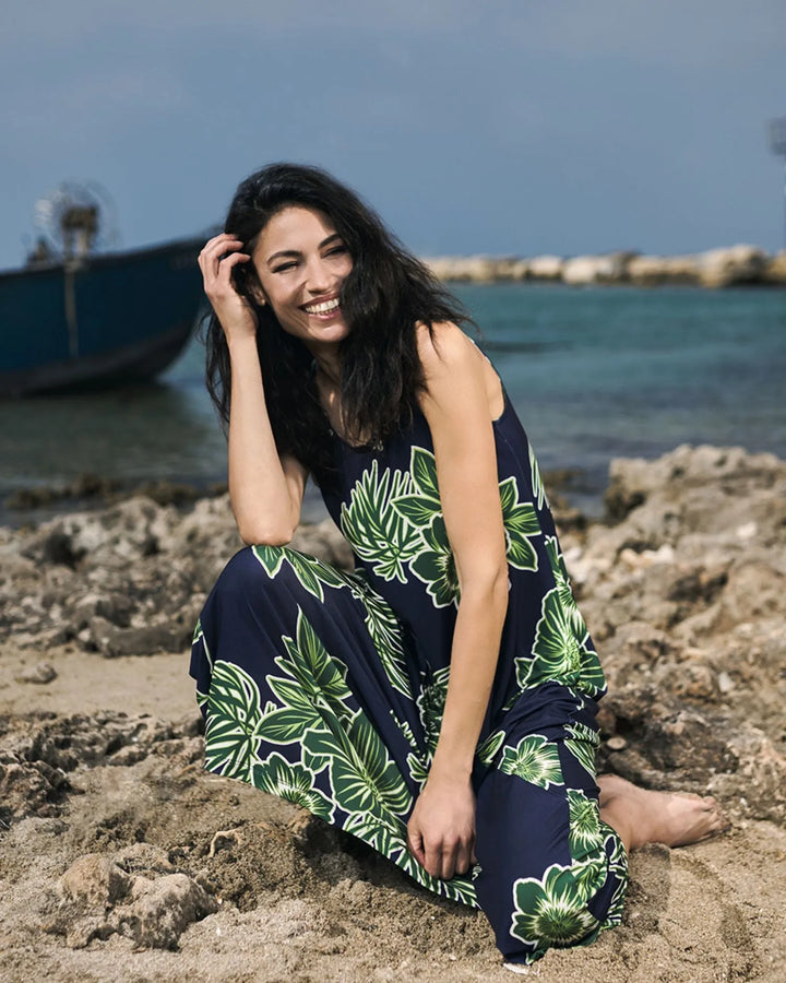 Aloha Sleeveless Maxi Dress, Royal/green
