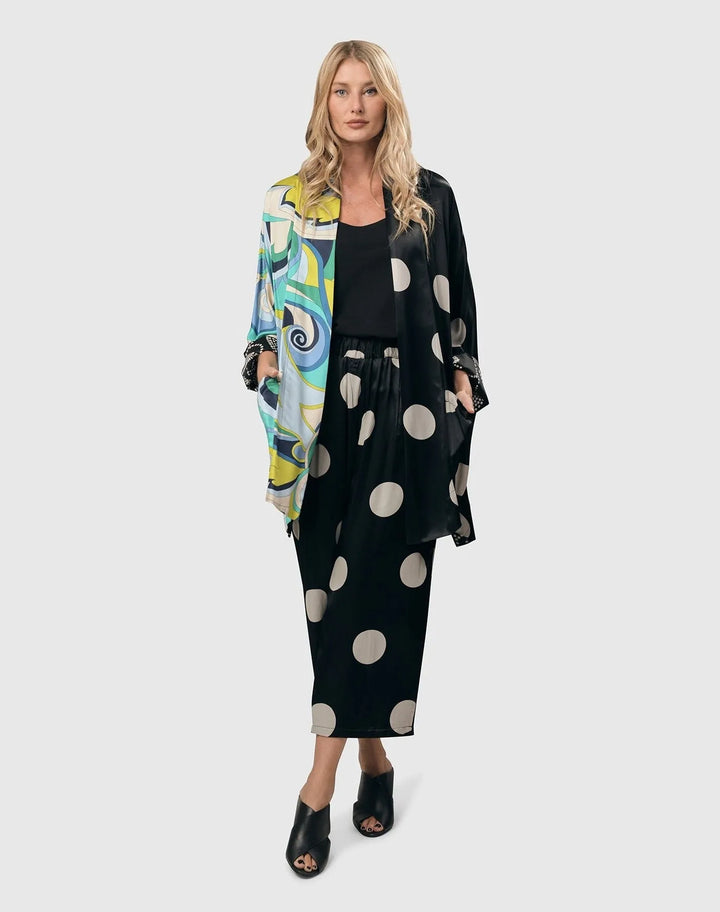 Moon Dot Pleated Trousers, Black/Ivory
