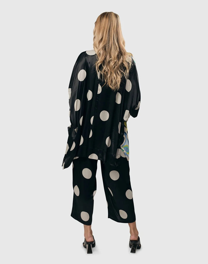 Moon Dot Pleated Trousers, Black/Ivory