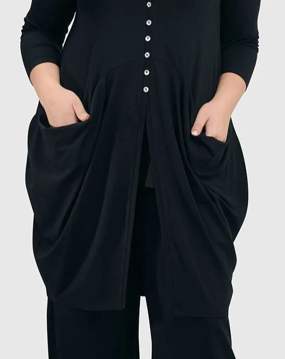 Essential Draped Cocoon Jacket, Black