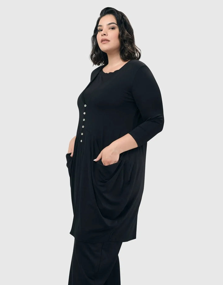 Essential Draped Cocoon Jacket, Black