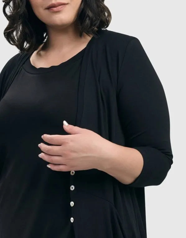 Essential Draped Cocoon Jacket, Black