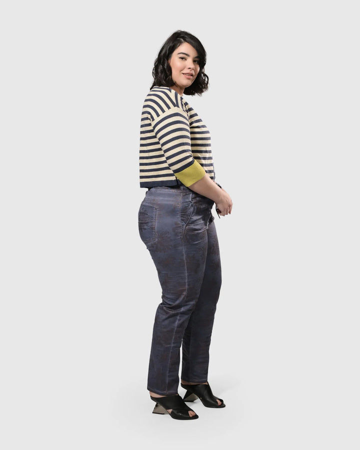 Floral Iconic Stretch Jeans, Rust/blue