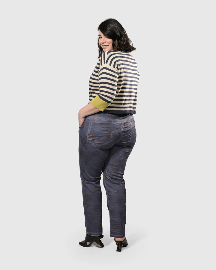 Floral Iconic Stretch Jeans, Rust/blue