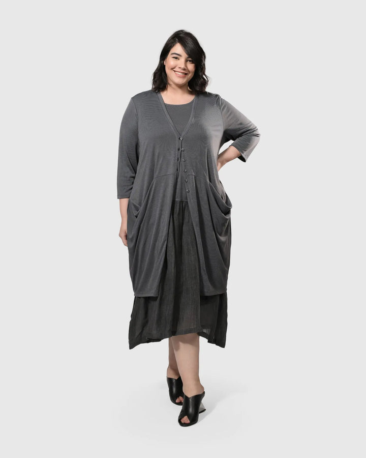 Dana Flow Tank Dress, Dove grey