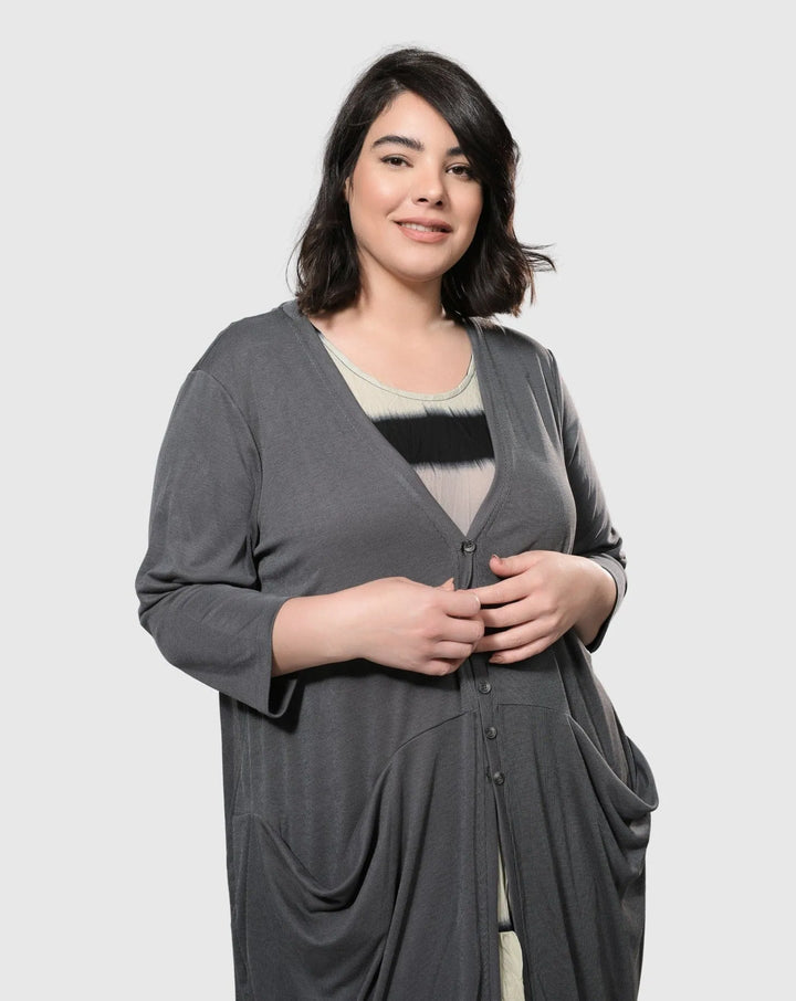 Essential Draped Cocoon Jacket, Grey