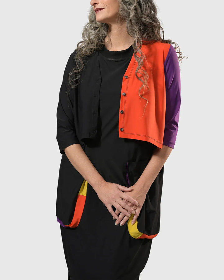 Tekbika Colorblock Crop Cardigan Jacket, Multi