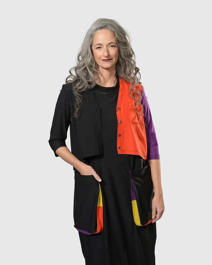 Tekbika Colorblock Crop Cardigan Jacket, Multi