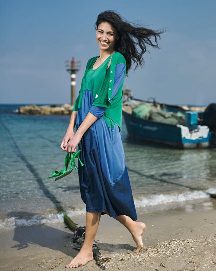 Fresh Colorblock Cardigan Jacket, Ocean