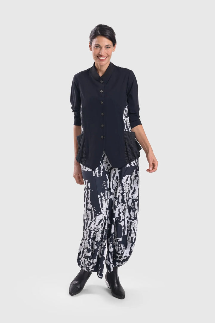 plus size tekbika graffiti punto pants in black/white color