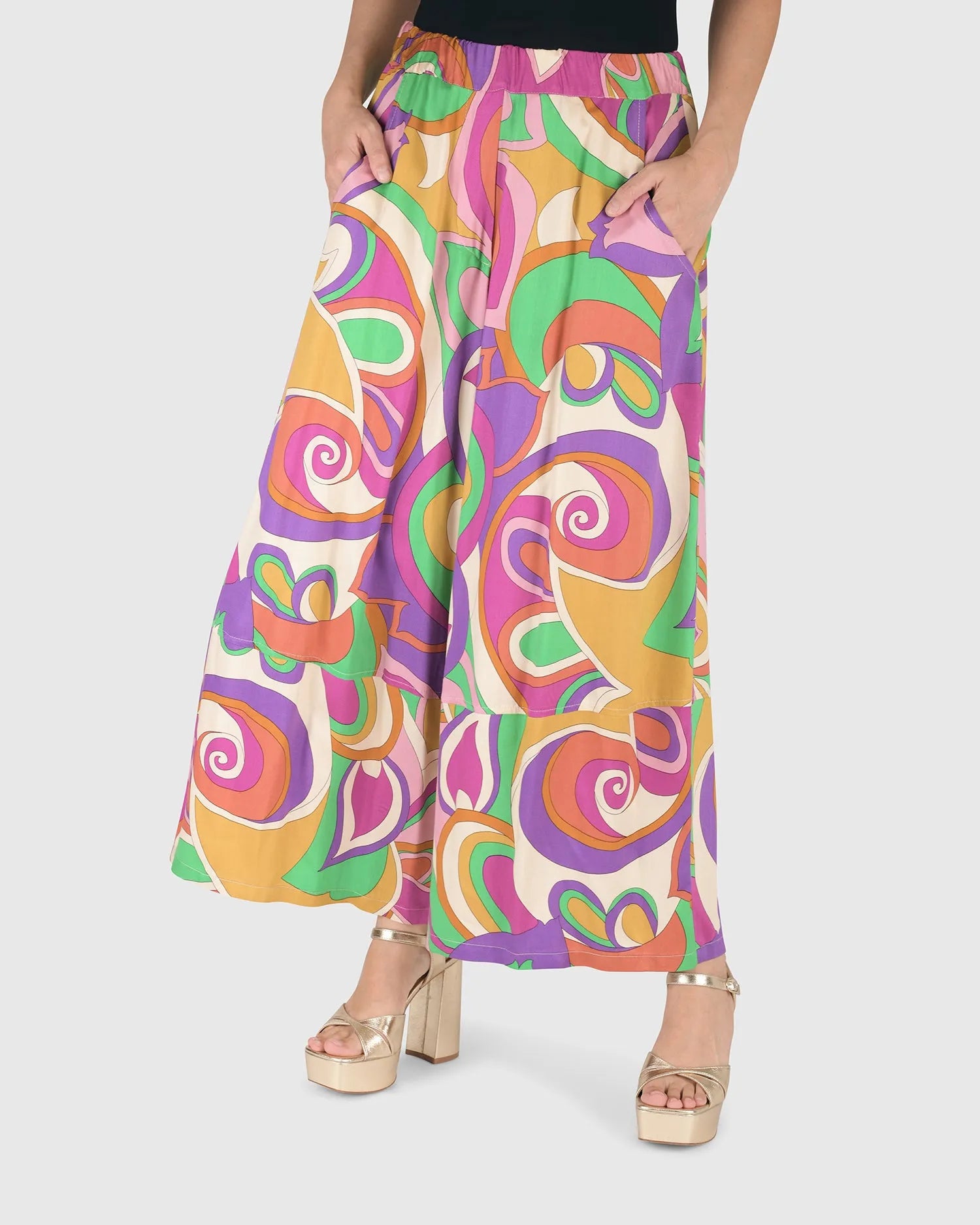 WIDE LEG Palazzo Summer Beachwear Watercolor Stripe Yoga Festival