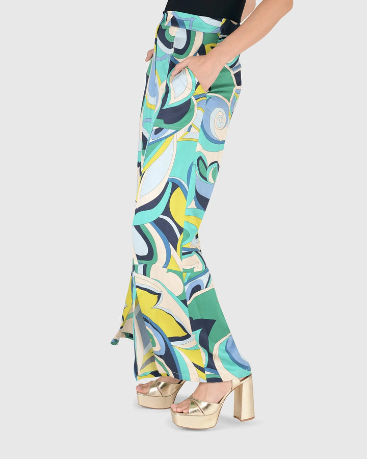 Lagoon Slit-Front Pants, Multi