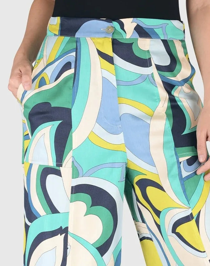 Lagoon Slit-Front Pants, Multi
