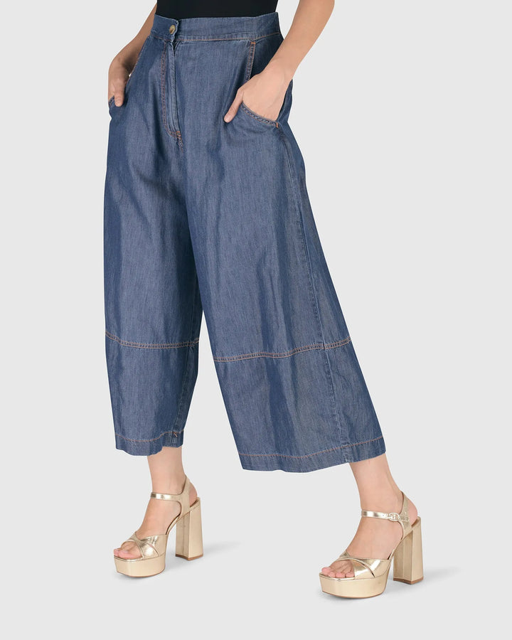Rancho Chambray Gauchos, Denim Blue