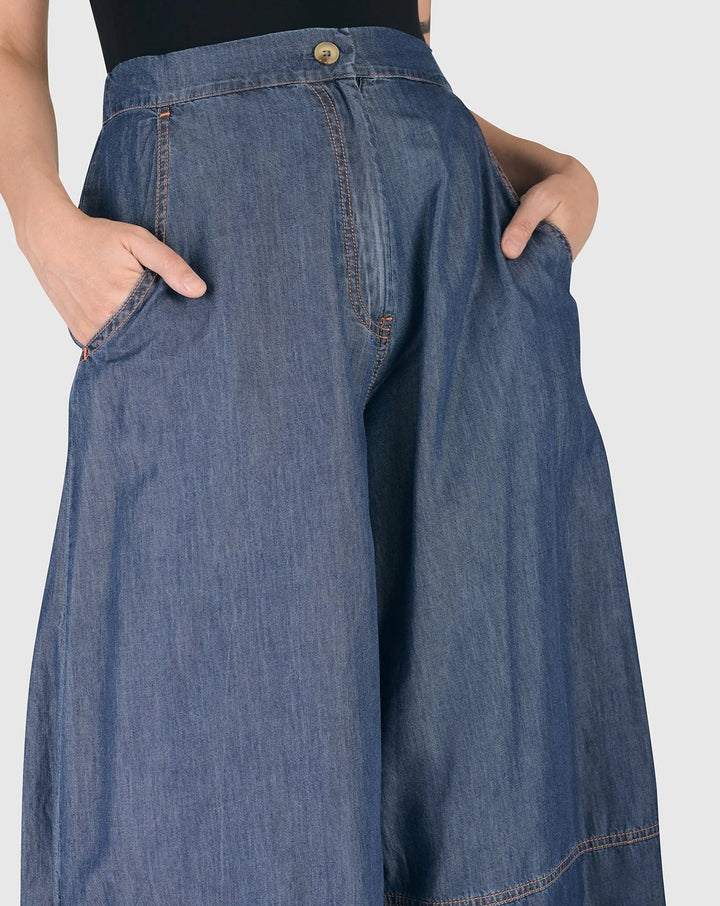 Rancho Chambray Gauchos, Denim Blue