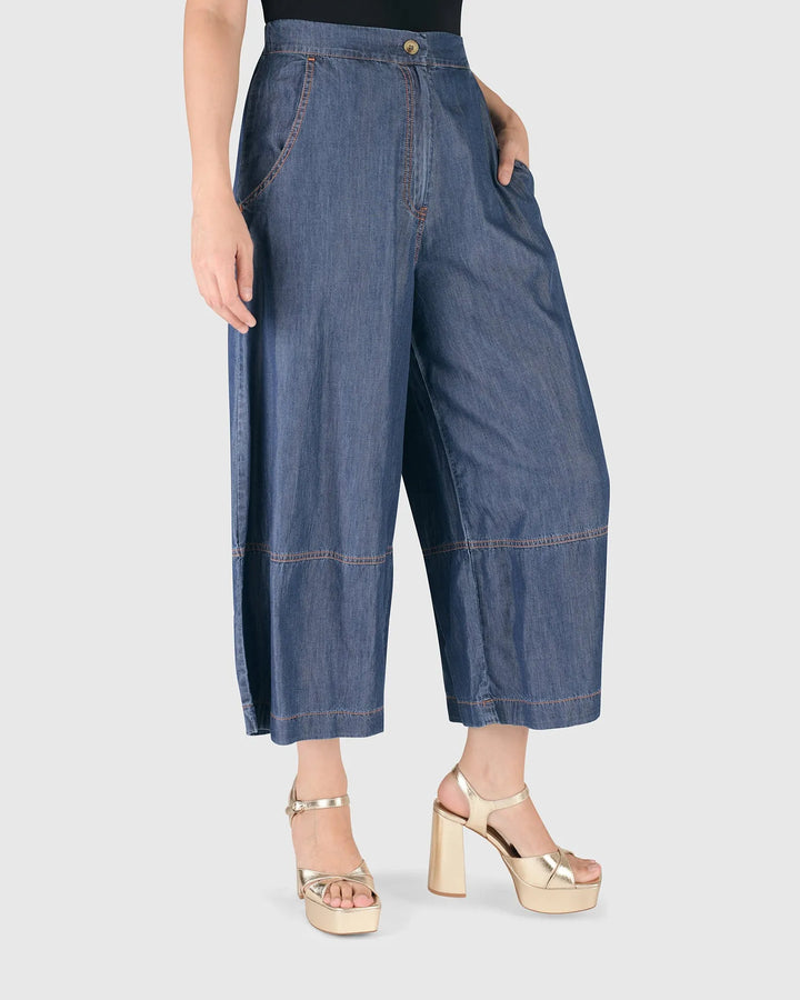 Rancho Chambray Gauchos, Denim Blue