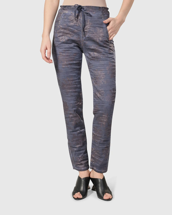 Floral Iconic Stretch Jeans, Rust/blue
