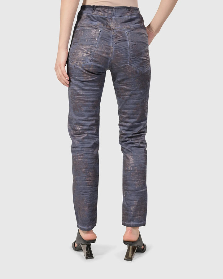 Floral Iconic Stretch Jeans, Rust/blue