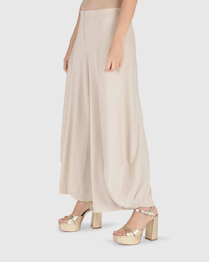 Essential Go-To Cupro Punto Pants, Ivory