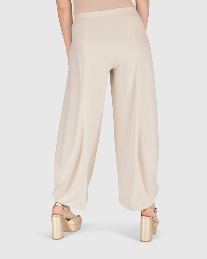 Essential Go-To Cupro Punto Pants, Ivory
