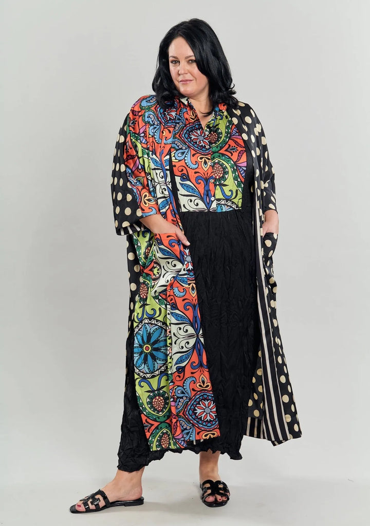 Paisley Bib Crinkle Maxi Dress, MultiP