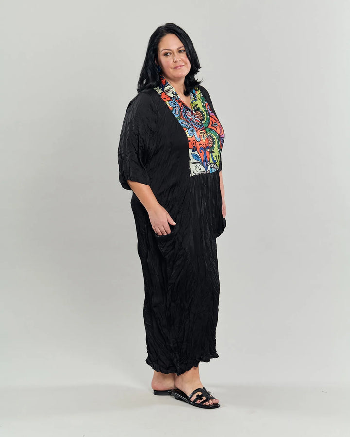 Paisley Bib Crinkle Maxi Dress, MultiP