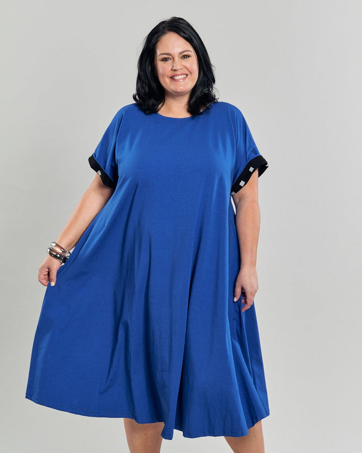 Ayla Trapeze Midi Dress, Cobalt - Alembika Designer Women's Clothing