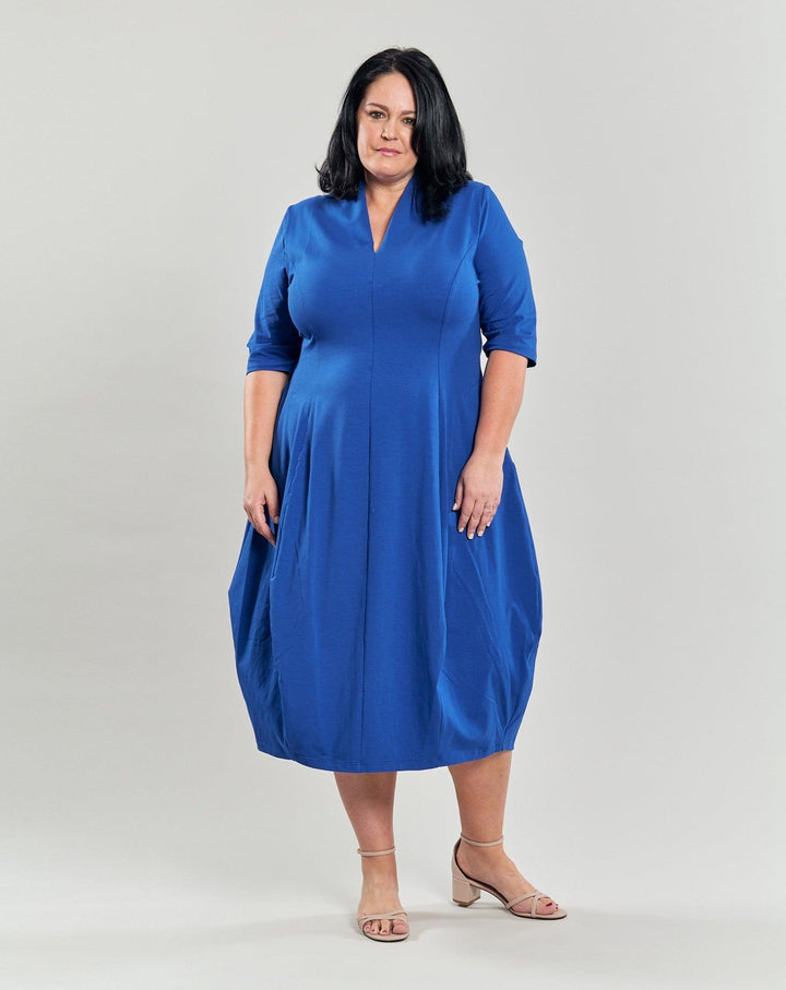 Carla Cocoon Midi Dress, Cobalt - Alembika Designer Women's Clothing