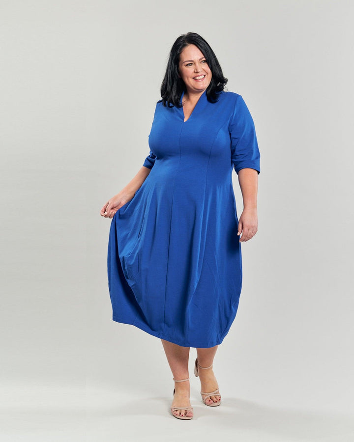 Carla Cocoon Midi Dress, Cobalt - Alembika Designer Women's Clothing