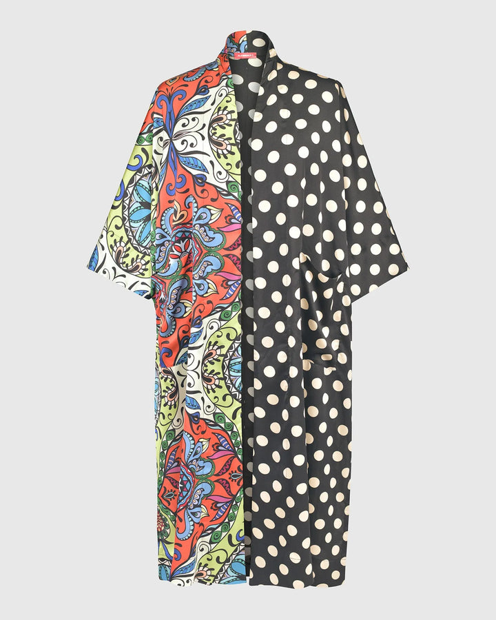 Paisley Dot Long Kimono Jacket, MultiP