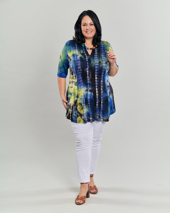 Dreamy V-neck Top, Tie Dye - Alembika Designer Women's Clothing