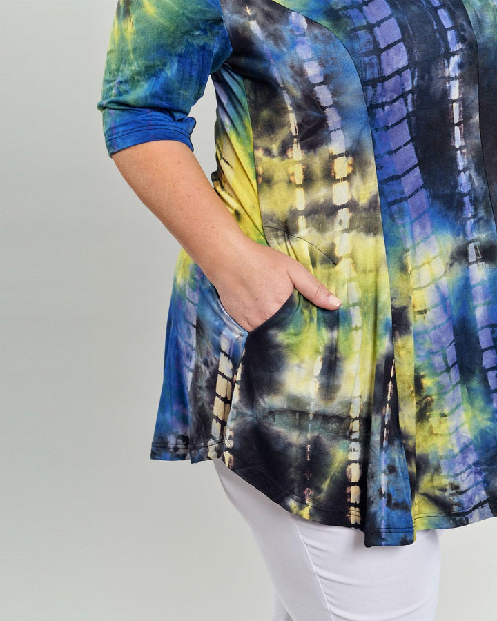Dreamy V-neck Top, Tie Dye - Alembika Designer Women's Clothing